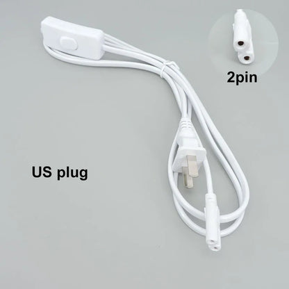 2/3 Pin AC Switch Cable – ON/OFF Power Extension Wire for T5/T8 LED Tube Lighting with EU/US Plug Connector