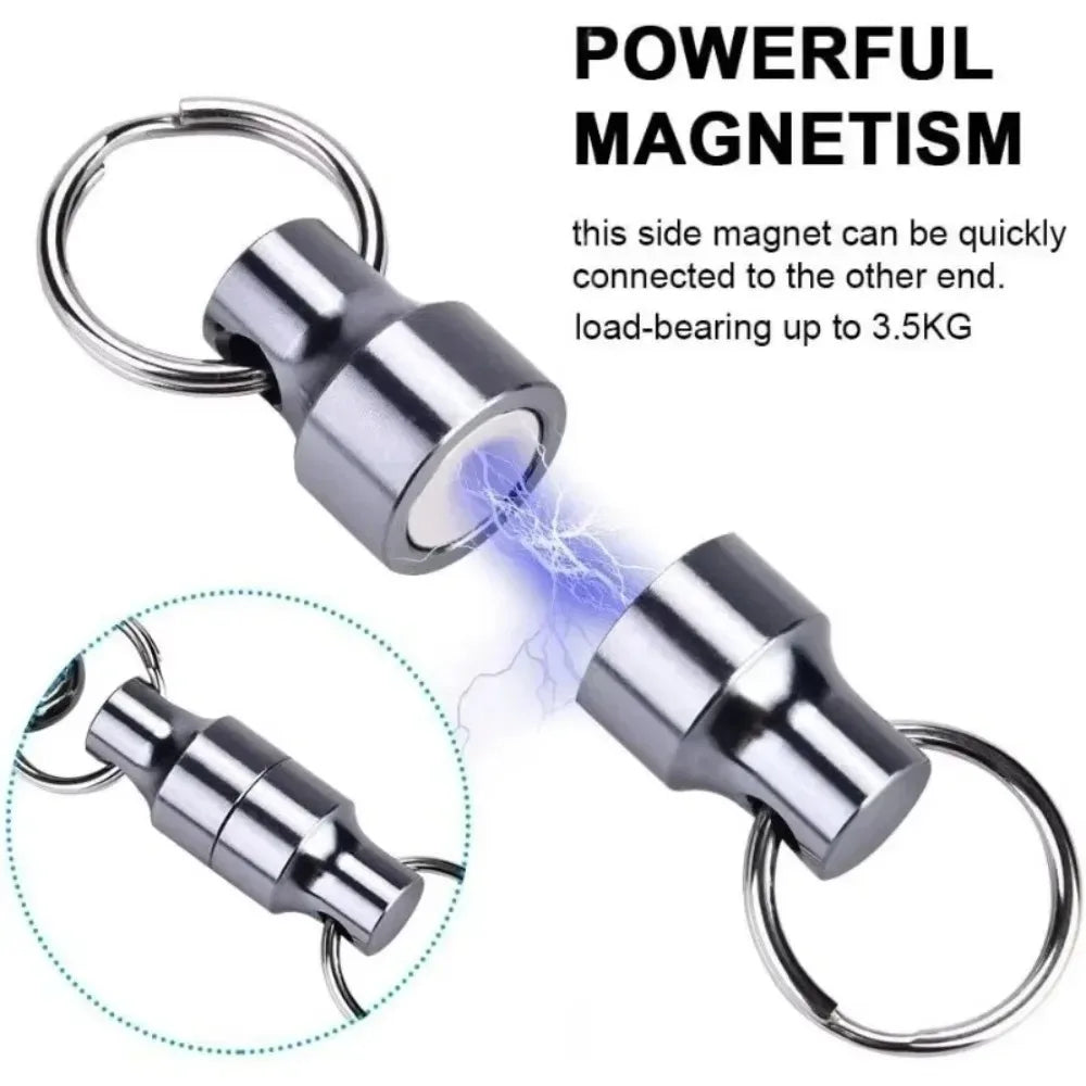 Strong Magnetic Keychain with Metal Ring – Anti-Loss Carbon Steel Car Key Holder Necklace & Storage Hanging Tool (1 Pair / 10PCS)