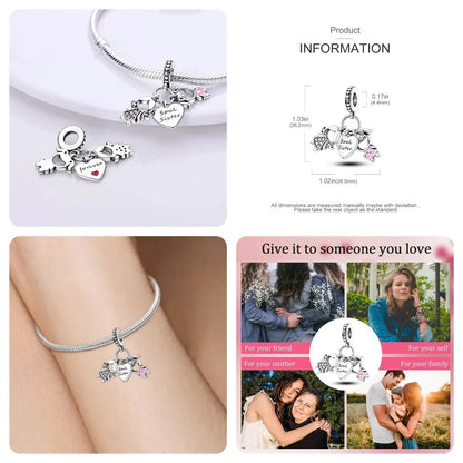 MULA Silver Plated Dangle Charms for Snake Chain Bracelet - DIY Women’s Jewelry Making Gift