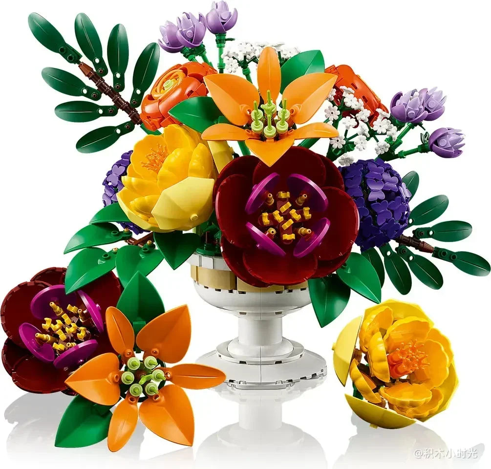 NEW 2025 Flower Bud Bouquet Building Block Set 10345 – Compatible with Lego, Perfect Christmas Gift
