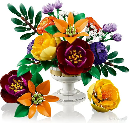 NEW 2025 Flower Bud Bouquet Building Block Set 10345 – Compatible with Lego, Perfect Christmas Gift