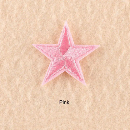 10Pcs Mini Star Embroidery Iron-On Patches – DIY Clothing Appliques Pentagram Stickers for Jackets, Jeans & Bags (Black, White, Gold)