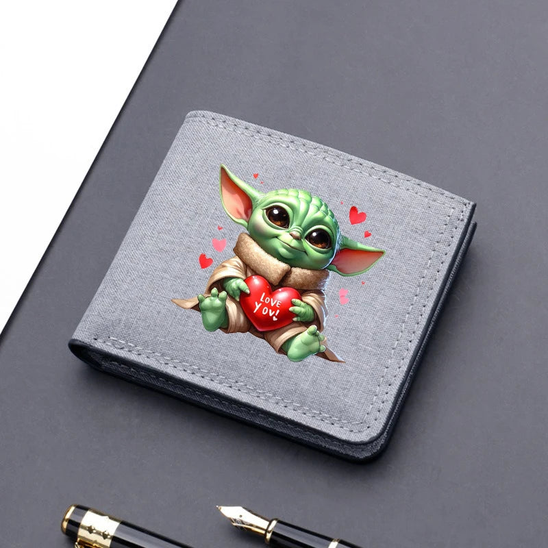 Star Wars Men's Canvas Wallet – Black/Blue/Gray Short Purse, Card Holder & Money Bag with Credit Card Case