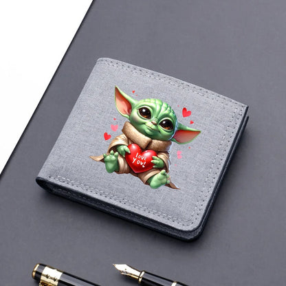 Star Wars Men's Canvas Wallet – Black/Blue/Gray Short Purse, Card Holder & Money Bag with Credit Card Case