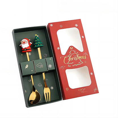 2/4/6 Pcs Christmas Fork and Spoon Set – Stainless Steel Creative Tableware | Coffee, Tea, and Dessert Forks and Spoons Gift Set