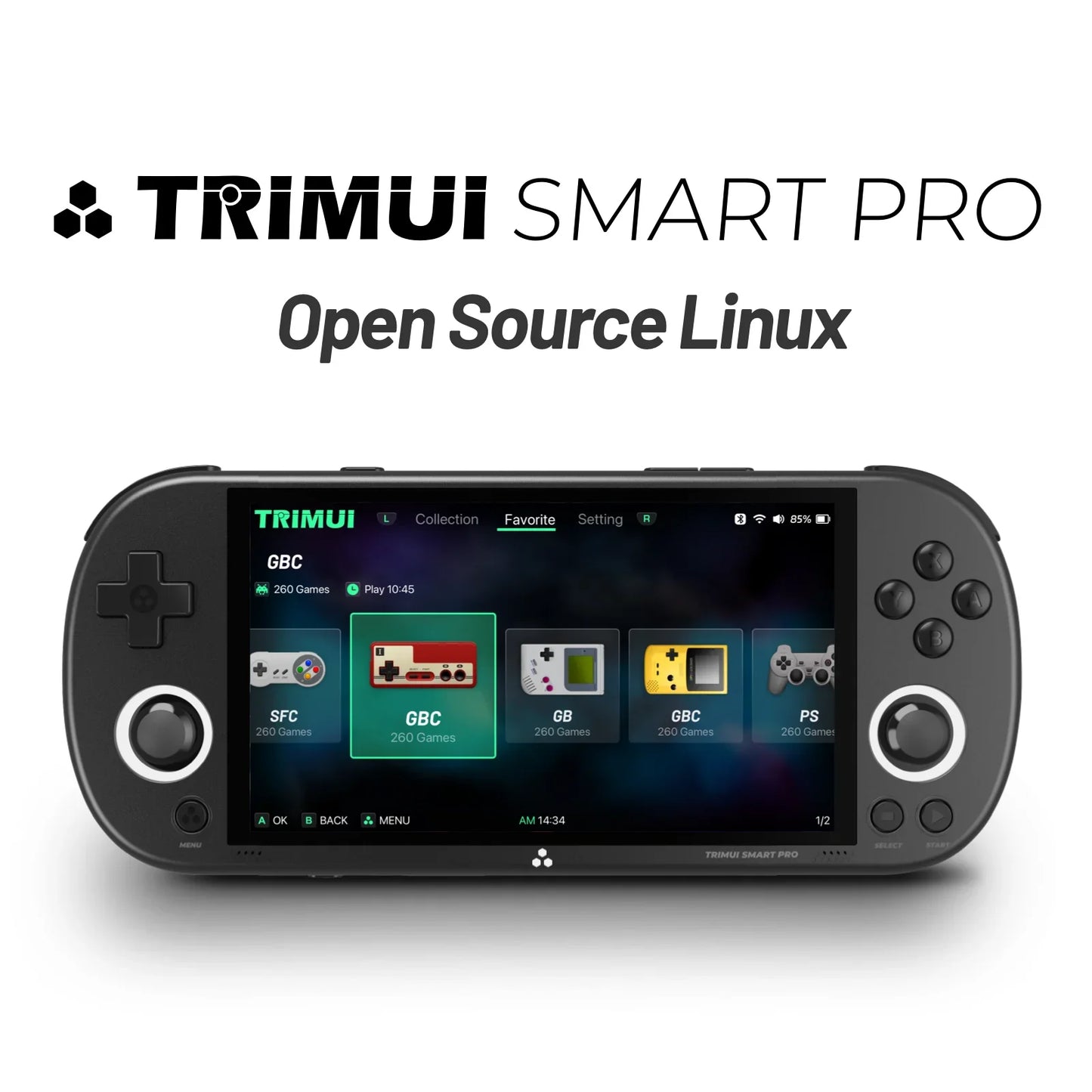 Trimui Smart Pro Handheld Game Console – 4.96" IPS Retro Gaming with RGB Lighting