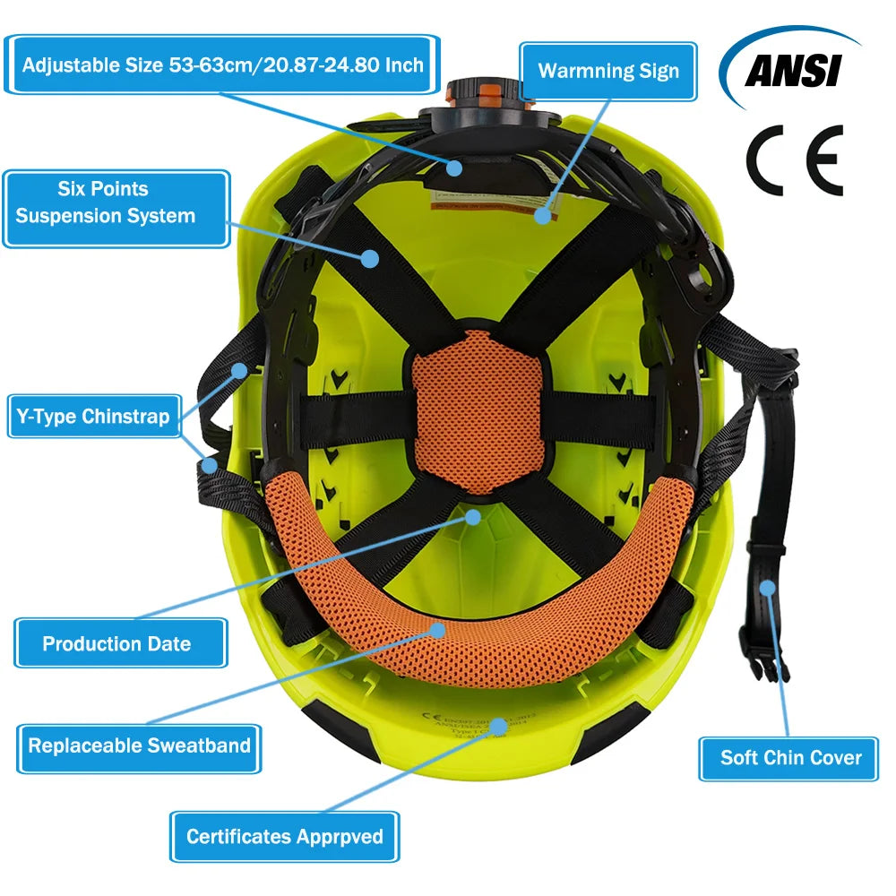 ANSI CE Safety Helmet - Breathable ABS Construction Hard Hat with Sliding Vents & Reflective Stickers
