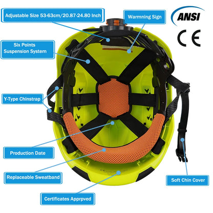 ANSI CE Safety Helmet - Breathable ABS Construction Hard Hat with Sliding Vents & Reflective Stickers