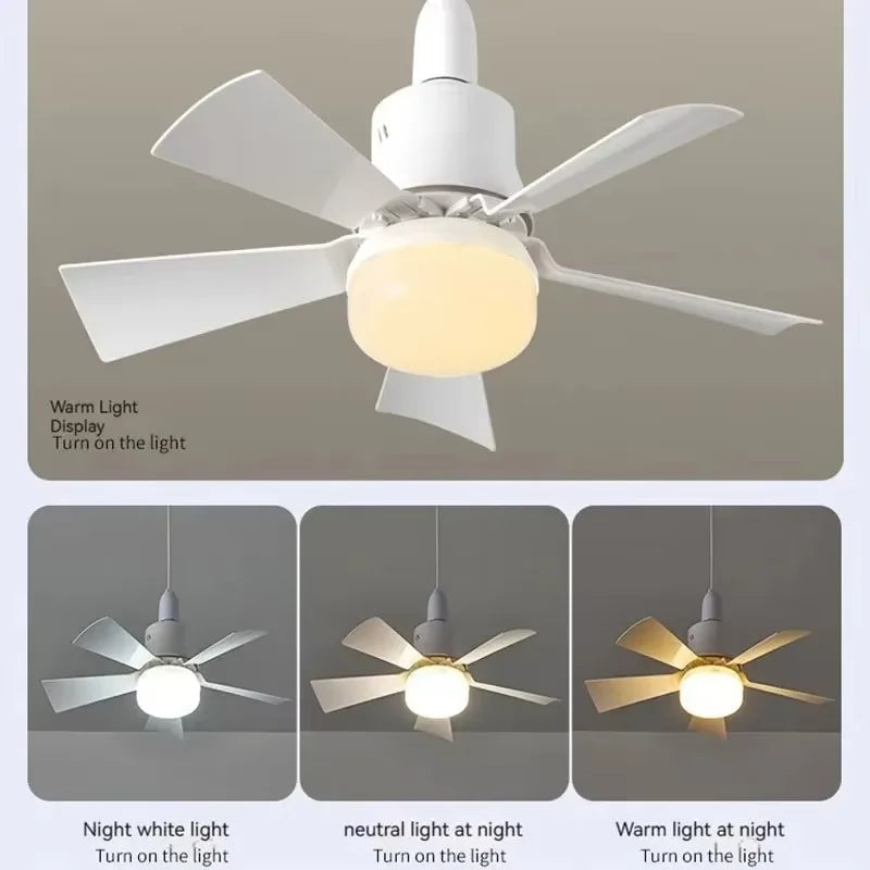 30W Ceiling Fan with LED Light – Dimmable Remote Control, E27 Base Smart Fan for Bedroom & Living Room