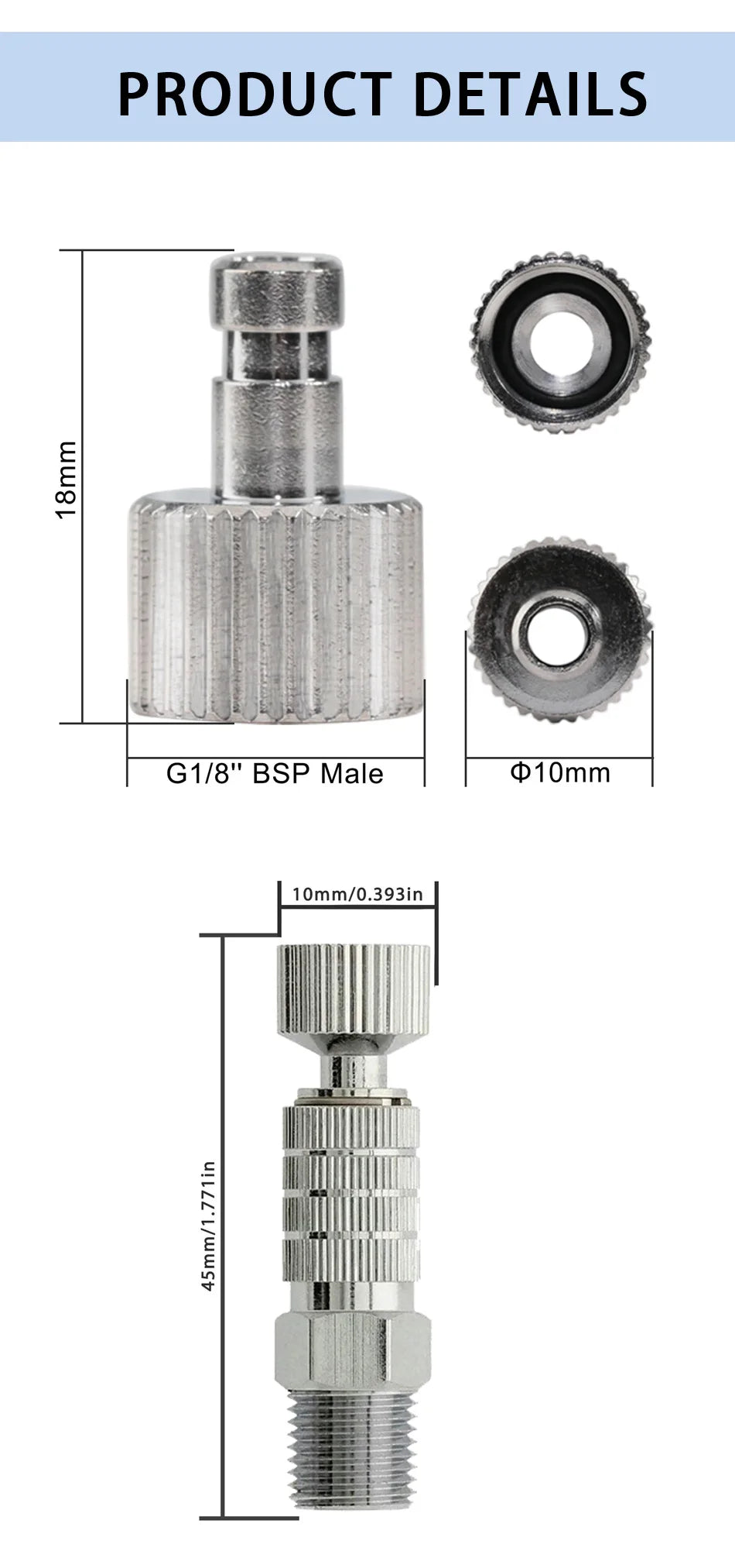 SAGUD Airbrush Quick Disconnect Kit – 1/8" Quick Release Fitting Adapter with 4 Extra Connectors for Hose & Airbrush Parts