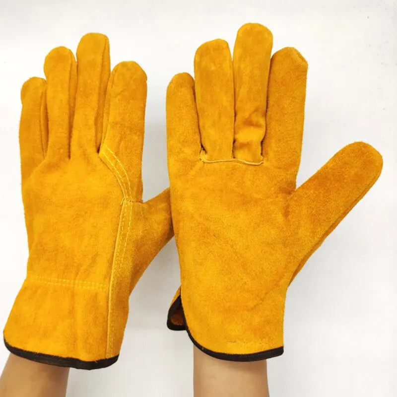 Versatile Men's Cowhide Work Gloves - Ideal for Driving, Gardening, Welding, and More - Ultimate Safety and Protection