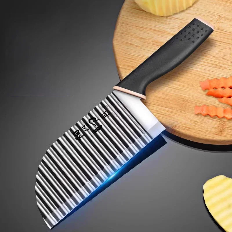 Women's Stainless Steel Kitchen Knife – Professional Chef Potato Chips Cutter for Barbecue and Cooking Utensils
