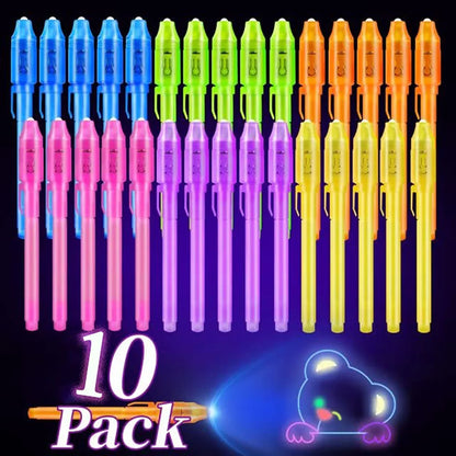10pcs Invisible Ink Magic Pens – UV Light Disappearing Ink for Kids, Party Favors, Classroom Prizes & Secret Messages
