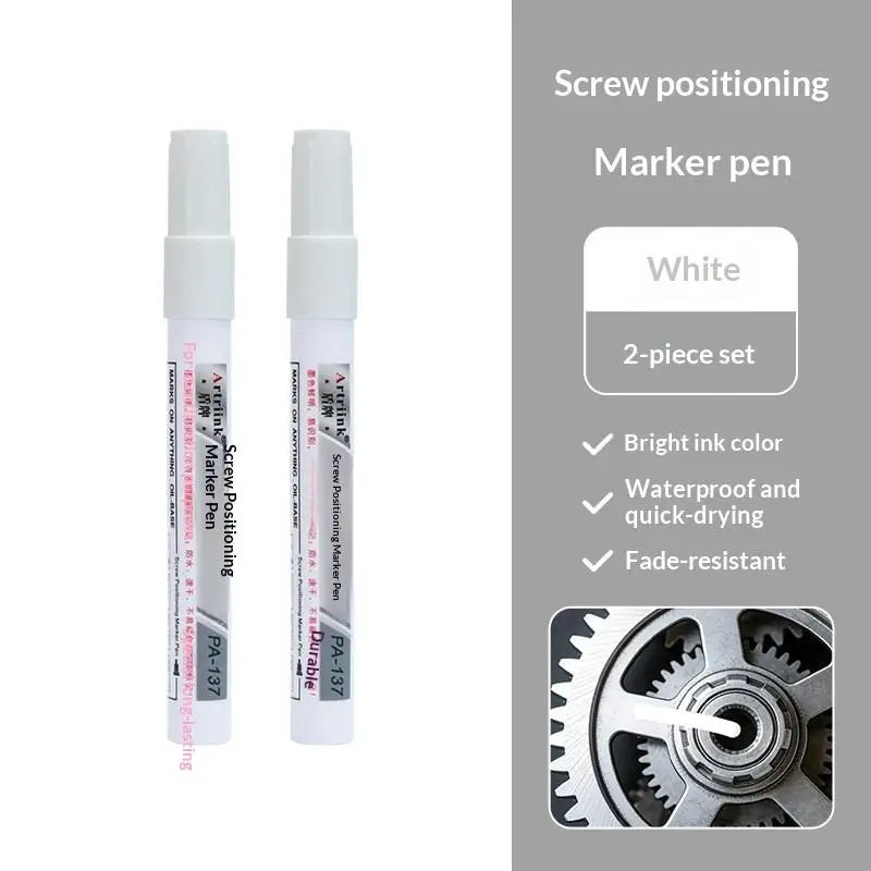 Screw Positioning Marker Pen - Waterproof Quick-Drying Permanent Marking Pen for Automotive & Mechanical Assembly