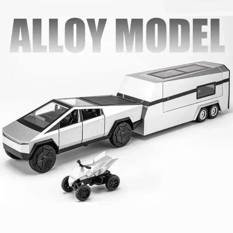 1:32 Tesla Cybertruck Diecast Alloy Model Car with Sound & Light – Off-Road Truck Toy Gift for Kids with Carrying Suitcase
