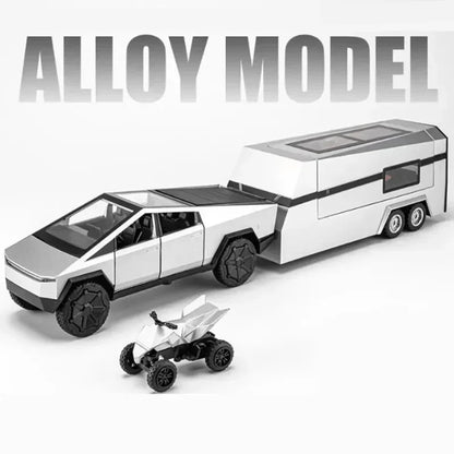 1:32 Tesla Cybertruck Diecast Alloy Model Car with Sound & Light – Off-Road Truck Toy Gift for Kids with Carrying Suitcase