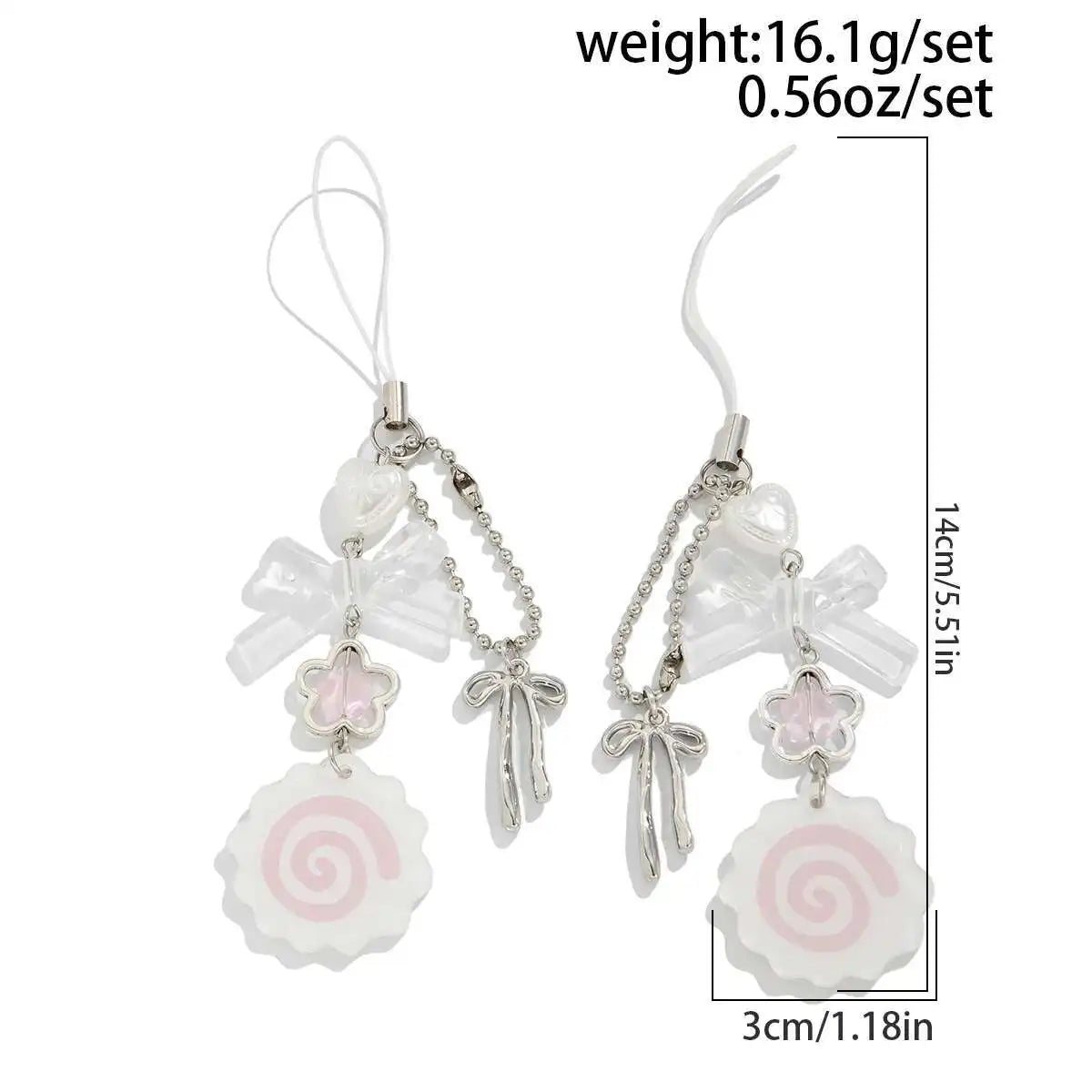 Y2K Acrylic Flower Bowknot Keychain - Cute Love Bag Pendant Charm for Backpack Phone & Fashion Accessories