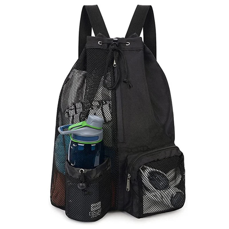 Swim Gear Mesh Backpack with Wet Pocket - Multipurpose Drawstring Beach Bag for Swimming, Gym and Workout Essentials