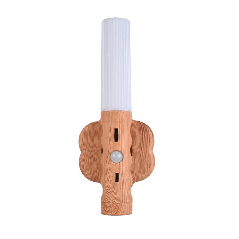 Wireless Wood LED Night Light: USB Type-C Wall Lamp - Versatile Home Lighting Solution for Kitchen, Closet, and Bedroom