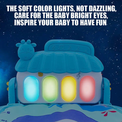 Baby Fitness Play Gym - Newborn Piano Activity Mat with Music, Crawling Blanket & Early Education Toys 0-36 Months