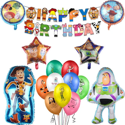 Disney Toy Story Buzz Lightyear Birthday Party Decoration Set – Foil & Latex Balloons, Happy Birthday Banner & Cake Topper for Kids Boys Hero Theme Party