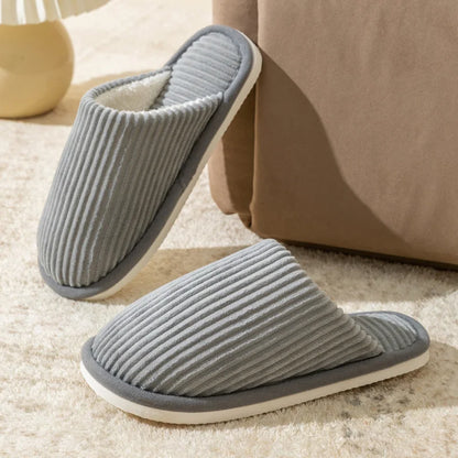 Men’s Winter Plush Slippers – Soft Non-Slip Indoor Shoes with Flat Heel, Comfortable Bedroom Slippers for Autumn & Home Use