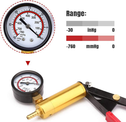 CAER Manual Brake Bleeder & Vacuum Pump Kit – 2-in-1 Handheld Automotive Fluid Tester with Gauge & Adapters