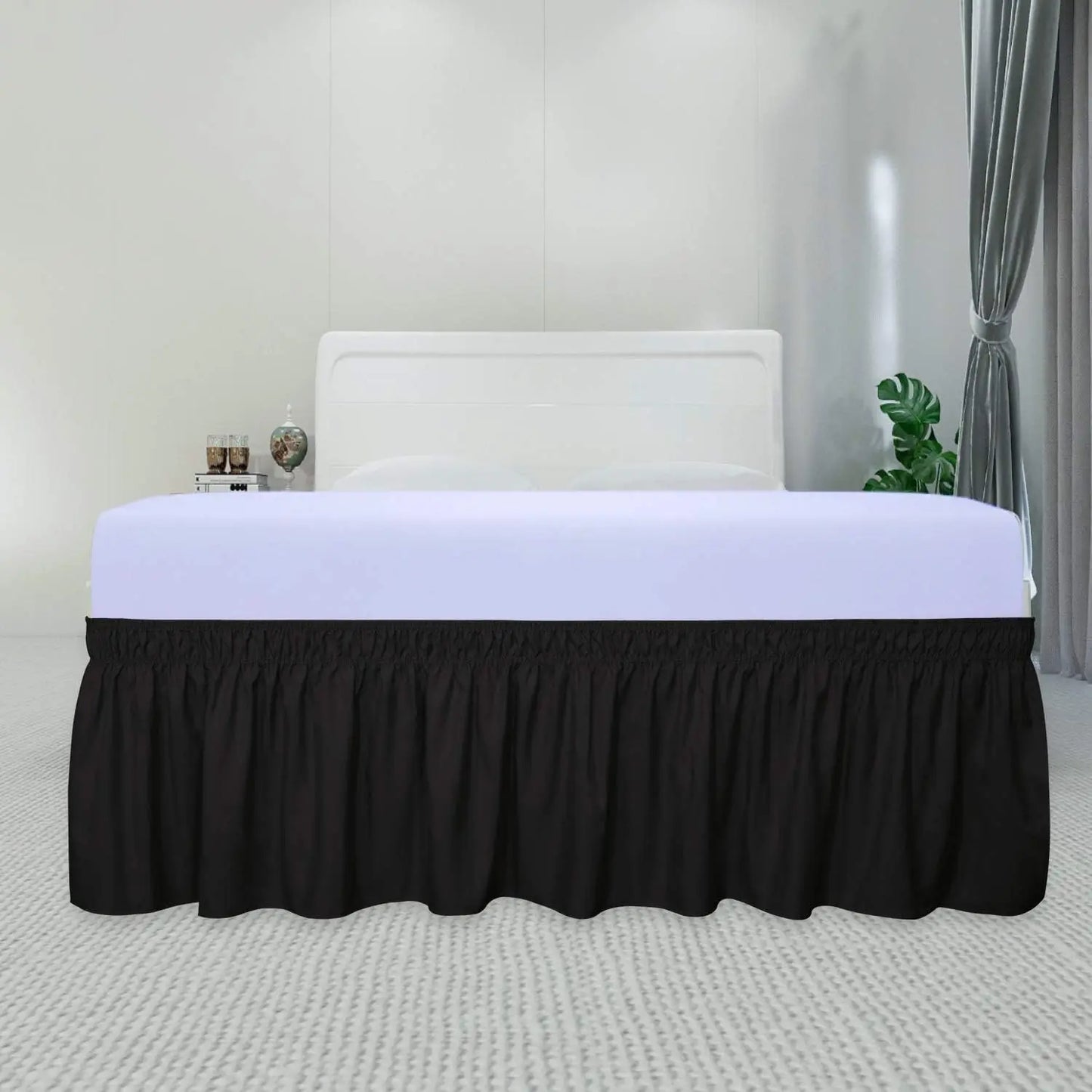 Ruffled Microfiber Bed Skirt – Wrinkle-Free Easy Care Bedding with Drop Length – White, Black & Grey Dorm Room Bed Skirt for Stylish Bedroom Decor