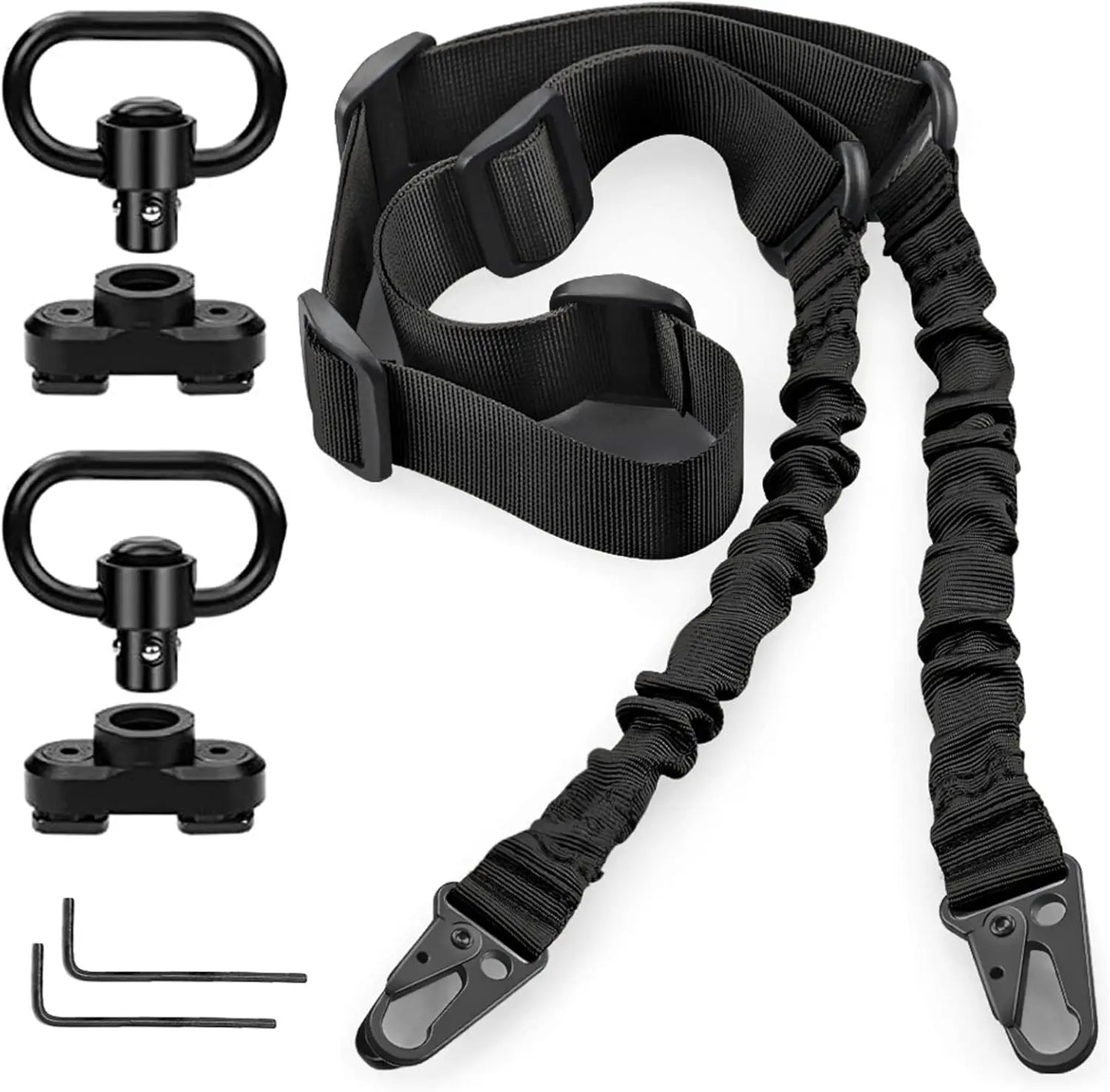2-Point Extra Long Rifle Sling – Adjustable Gun Strap with Metal Hook QD for Outdoor Sports