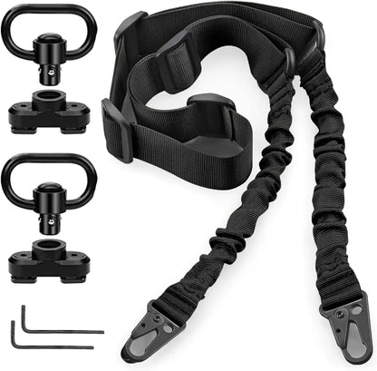 2-Point Extra Long Rifle Sling – Adjustable Gun Strap with Metal Hook QD for Outdoor Sports