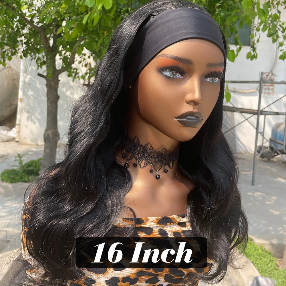 180% Density Body Wave Headband Wig — Brazilian Remy Human Hair, Ready-to-Wear