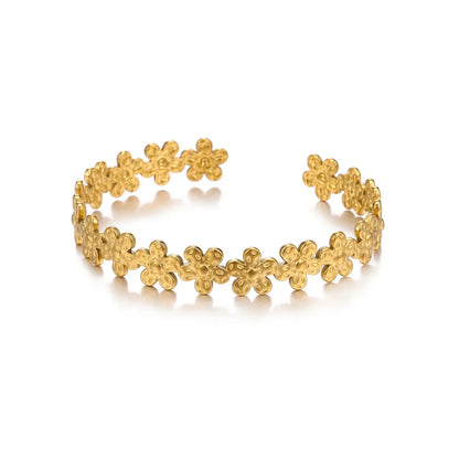 Punk Sunflower Fish Gold Stainless Steel Bracelet – Trendy Women’s Bangle Wedding Couple Jewelry