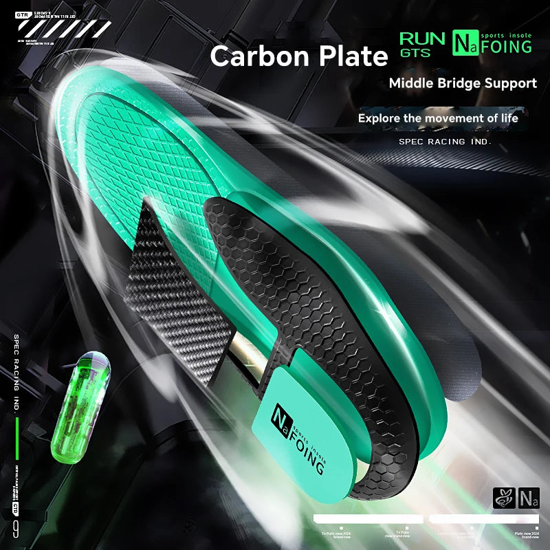 Carbon Plate Arch Support Insoles - Breathable Shock-Absorbing Sport Shoe Inserts for Running & Outdoor Activities