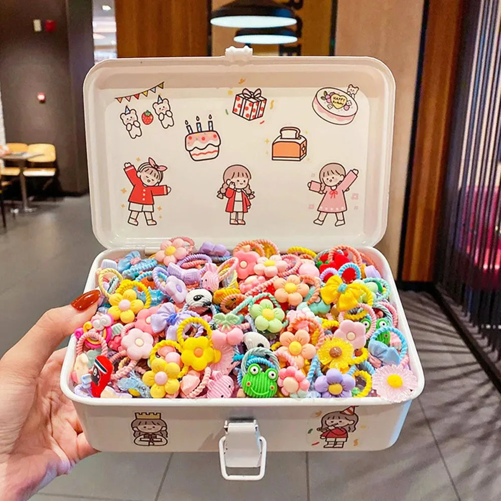 Cute Cartoon Hair Ties for Little Girls – 20/30/50PCS Soft Elastic Rubber Bands & Non-Pulling Hair Accessories