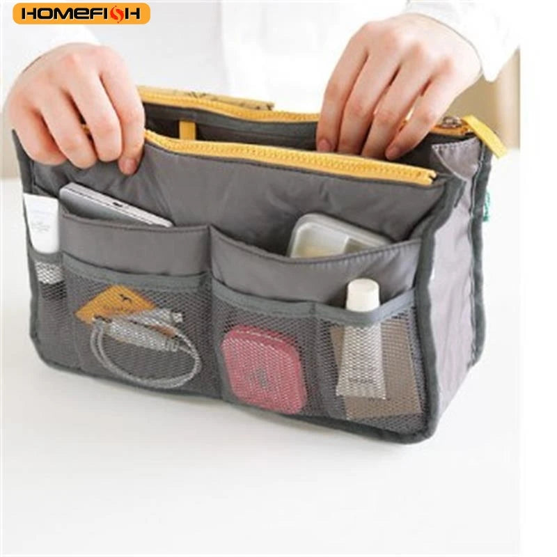 HOMEFISH Multi-Function Large Capacity Makeup & Toiletry Bag – Portable Double-Zipper Travel Organizer Mommy Bag with Multiple Pockets