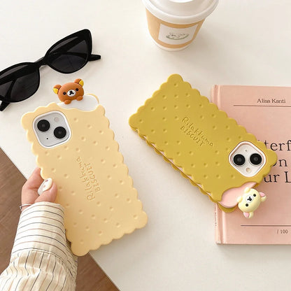 Sandwich Biscuit Tide Bear Silicone Phone Case for iPhone 16 15 14 13 12 11 Pro Max Shockproof Soft Cover