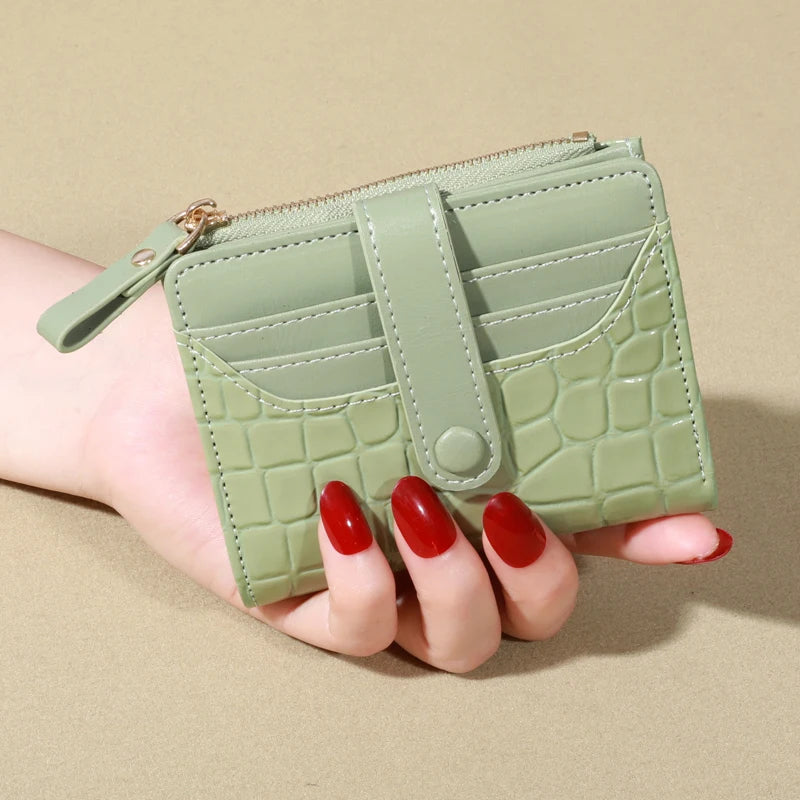 Elegant Women’s Multi-Card Wallet – Casual PU Leather Double Zip Clutch with Crocodile Texture and Stylish Storage