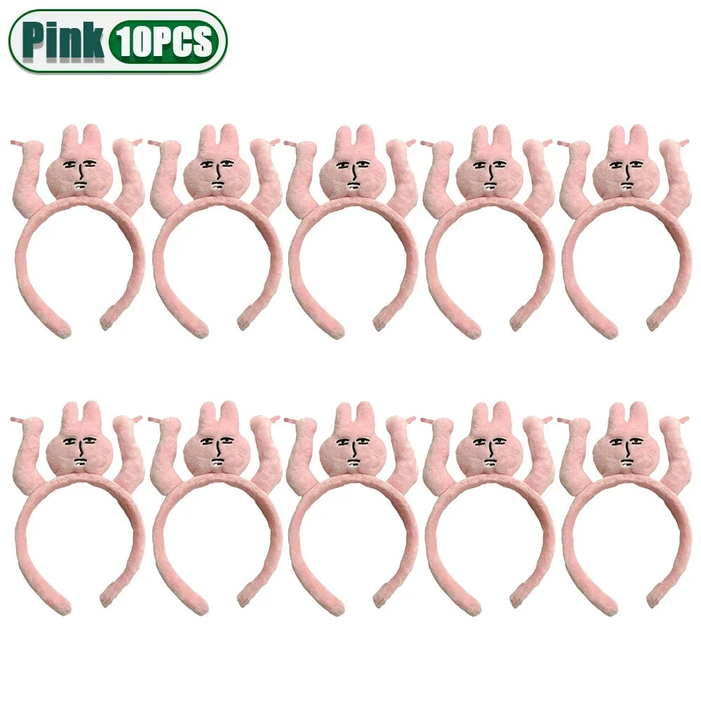 1–20PCS Pink Bunny Plush Headbands – Cute Fun Hair Bands for Bangs, Photos & Costume Decoration