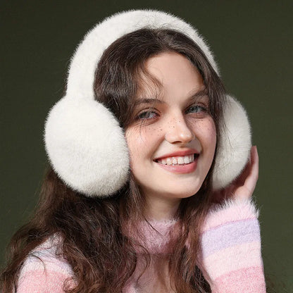 Soft Plush Ear Warmers Winter Earmuffs for Women & Men - Solid Color Cold Protection Earflap Outdoor Ear Covers