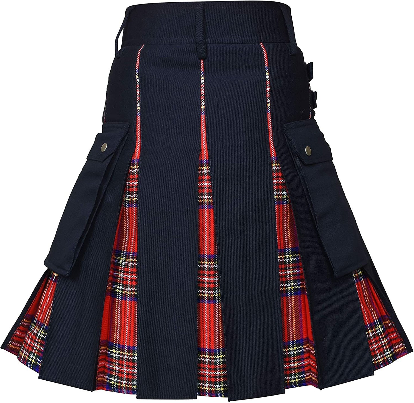 Men's Utility Kilt – 100% Cotton Jeans Hybrid with Modern Box Pleated Tartan, Traditional Design