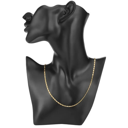 18K Gold Color Flat Chain Necklace for Men & Women – 2mm Charm, 40-75cm Luxury Jewelry for Party & Wedding