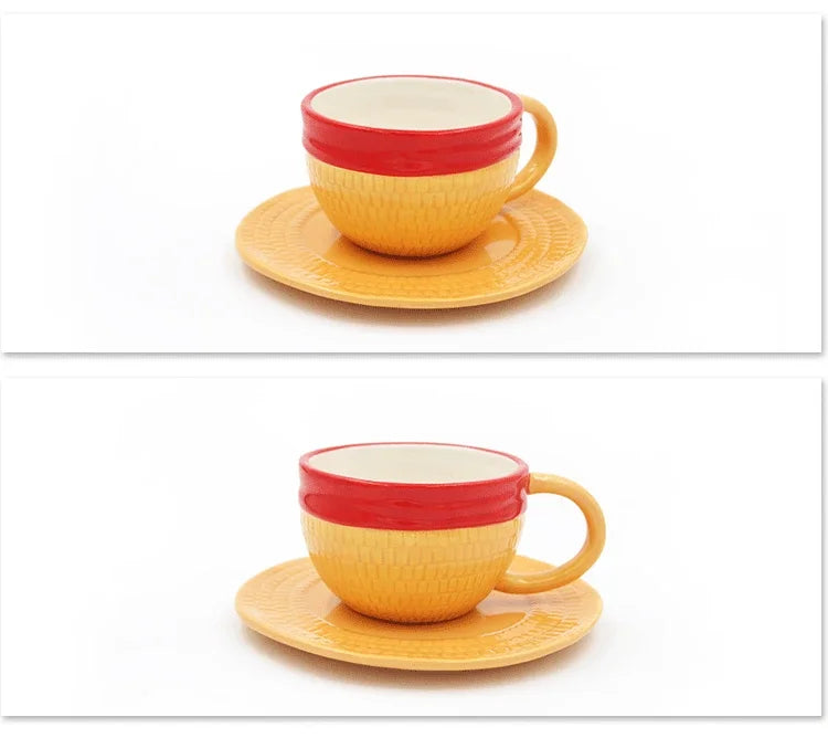 One Piece Mug – Creative Three Brothers Hat Shaped Coffee Cup, Anime Chopper, Ace & Sabo Ceramic Water Cup for Parties