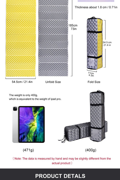 Widesea Portable Camping Sleeping Mat – Waterproof Foam Pad for Travel, Picnic, Trekking & Outdoor Use