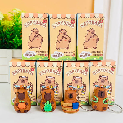 24pcs Capybara Blind Box Keychain — Cute Snot Bear Mystery Figures for Bags, Backpacks & Decorations