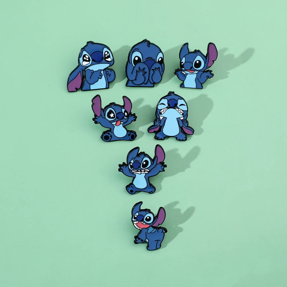 7 Pcs Lilo & Stitch Enamel Pins Set | Creative Stitch Brooches for Backpacks, Clothing & Accessories