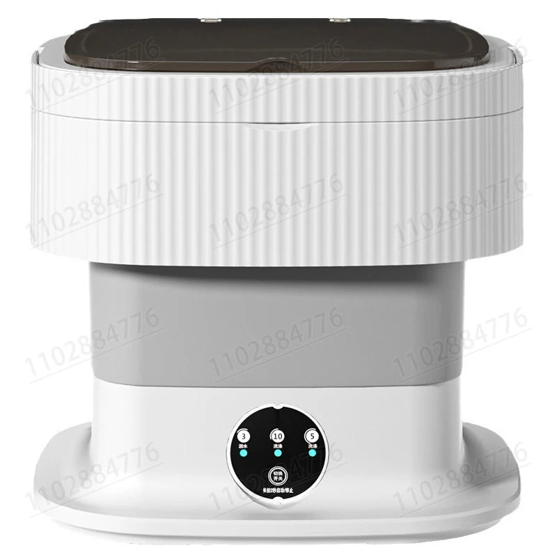 10L High-End Foldable Portable Washing Machine – Large Capacity with Blue Light, Timed Washing & Dehydration