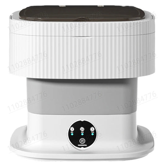 10L High-End Foldable Portable Washing Machine – Large Capacity with Blue Light, Timed Washing & Dehydration