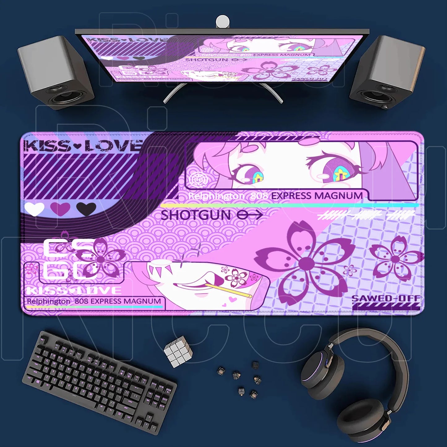 Cartoon Pink CSGO Gamer Mouse Pad – 400x900mm Anti-Slip Rubber Desk Mat for Keyboard & Gaming Accessories