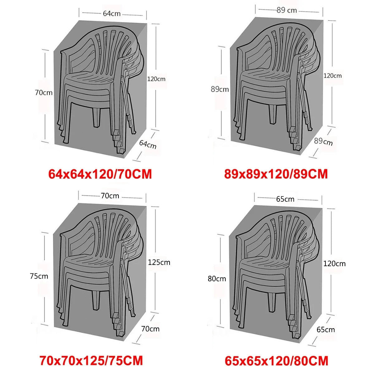 Stackable Chair Dust Cover — Waterproof Black Storage Bag for Garden & Terrace Furniture Protection
