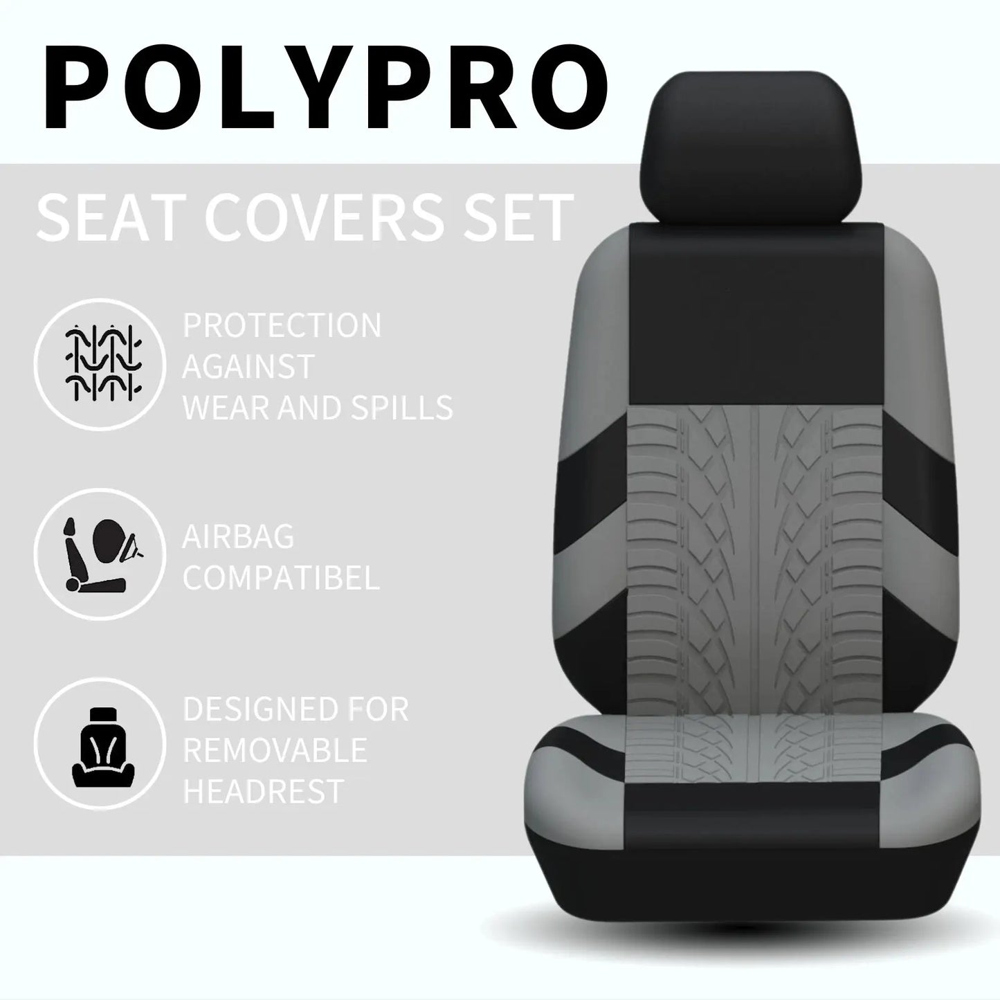 Universal Full Set Car Seat Covers – Front Split & Rear Bench Cloth Protectors for SUV, Sedan & Van Automotive Interior Protection Accessories